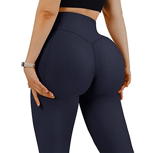 Image of SUUKSESS Women Ribbed Seamless Leggings High Waisted Workout Gym Yoga Pants 18
