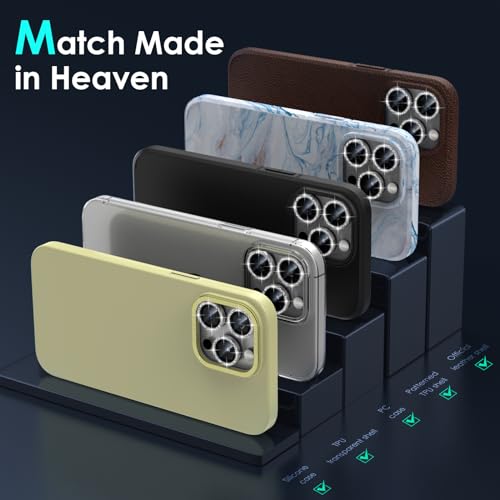 Image of YWXTW Designed for iPhone 15 Pro /iPhone 15 Pro Max Camera Lens Protector Bling, [New Glitter Design] Individual Metal Tempered Glass Camera Cover Accessories Case Friendly (Silver Titanium Glitter)