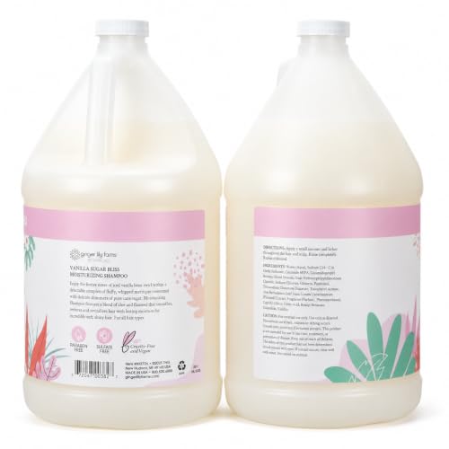 Image of Ginger Lily Farms Botanicals Shampoo, 128oz /4pk, Vanilla Sugar Bliss | 100% Vegan & Cruelty-Free | Moisturizing Shampoo for All Hair Types | Refill Size