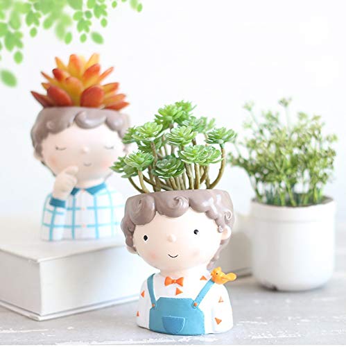 Guuchuu Poly Resin Cute Boy Succulent Planter Pot (1 Pot Only Plant not Included) (B08D7S6YTN) Amazon Price History, Amazon Price Tracker