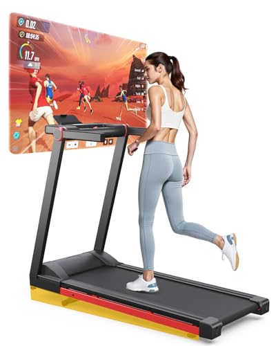 Lacuffy Treadmills for Home Foldable 112x42cm, 158kg Weight Capacity, 16km/h, 6% Incline Folding Treadmill for Heavy People, Raceable Foldable Treadmill with Multi-runner Race, Door to Door Delivery