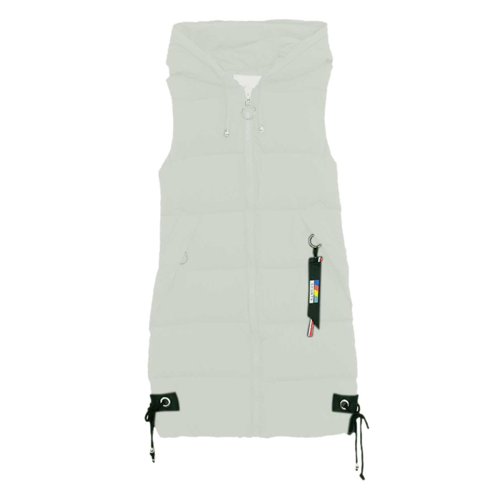 Daunenweste Damen Leicht Long Weste Damen Wattierte Stepp Übergangsjacke Reissverschluss Winddichte Wärmer Übergroße Steppmantel Übergangsjacke für Winter Outdoor