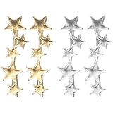 LRXIYODE Pendientes Trepadores de Estrella para Mujer 2 Pares Pequeños Aleación Resistente Diseño Minimalista Plata y Dorado Joyería Delicada para Uso Diario y Ocasiones Obsequios