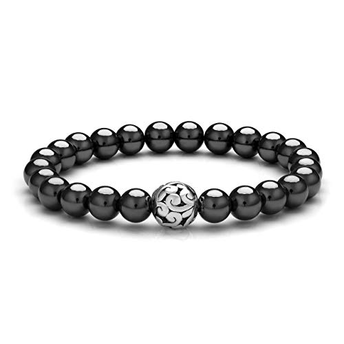 Top Plaza Healing Crystal Magnetic Stone Bead Stretch Bracelet Elastic Gemstone Beaded Bracelets Yoga Meditation Reiki Balancing Quartz Jewelry for Womens Mens