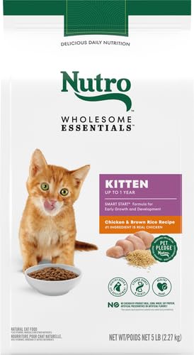 Image of Nutro Wholesome Essentials Natural Dry Cat Food, Dry Kitten Food Chicken & Brown Rice Kibble Formula, 5 lb. Bag (Pack of 3)