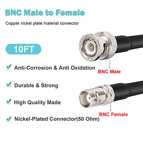 image for MOOKEERF BNC Male to BNC Female Coaxial Cable 50 ohm RG8X Coax Ultra L