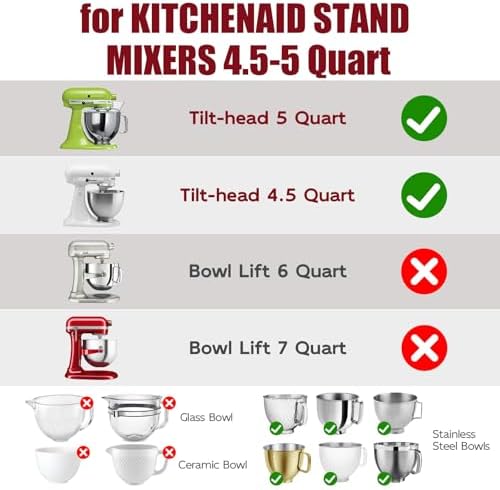 GuanQiao Silicone Bowl Liners for 5 Qt KitchenAid Mixers, 3 Liners with Lid - 2