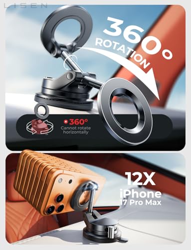 LISEN for Magsafe Car Mount, Magnetic Phone Holders for Your Car, Vacuum Phone Mount for Car Accessories for Men Women Interior Jeep BMW, SuctionPro Kits Gifts, for iPhone 17 Pro Max 16 15 14 13 - Image 7