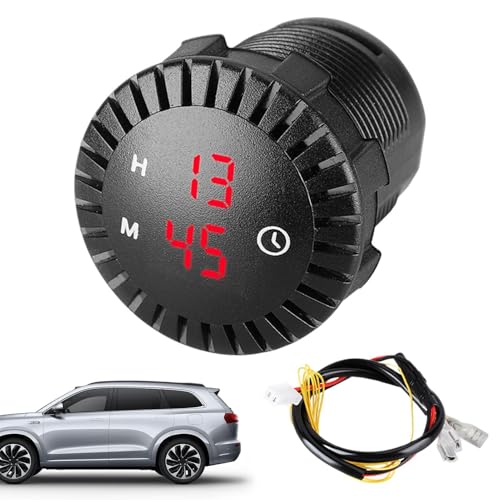 Reloj Digital para Coche - Pantalla LED Impermeable 12V 24V - Control Táctil Reloj Digital para Moto | para Desplazamientos Cortos Urbana Conducción Hombres Propietarios