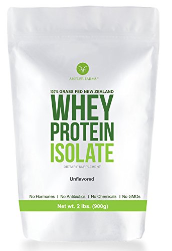 Antler Farms - 100% Grass Fed New Zealand Whey Protein Isolate, Pure, Clean, Unflavored, 30 Servings, 2 lbs - Cold Processed, Rapidly Absorbed, Keto Friendly, Pure and Clean rBGH Free, No Sugar