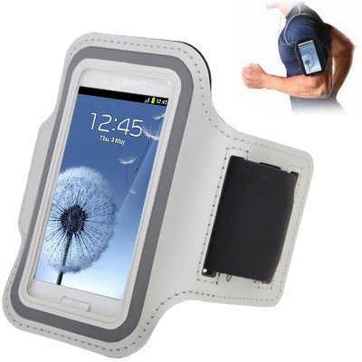 Brassard Sport Tour de Bras Blanc pour Samsung Galaxy SIII Mini/ i8190, Galaxy Trend Duos / S7562 idéal pour Les Sportifs, Course à Pied ou Salle de Sport avec Pochette pour clés