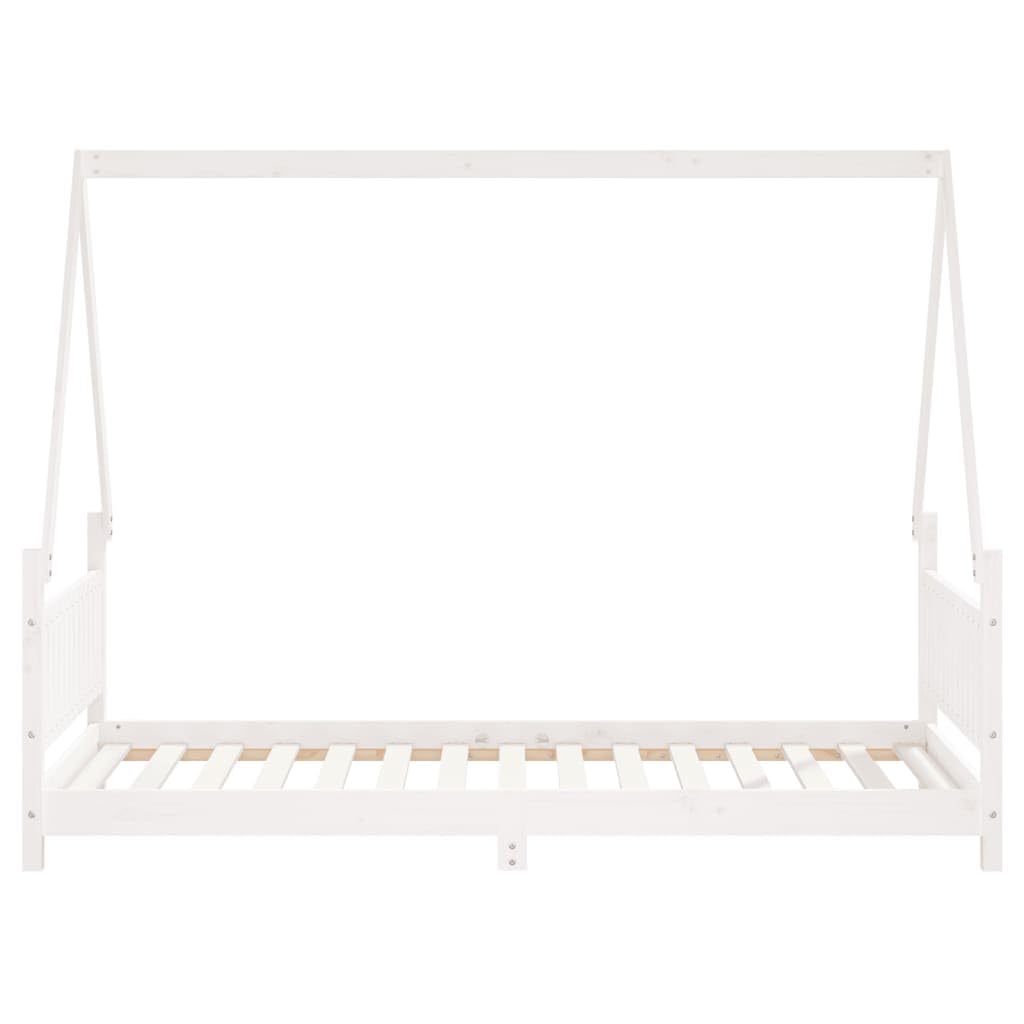 Łóżko dziecięce, białe, lite drewno sosnowe, 90 x 190 cm, ze stelażem, do pokoju dziecięcego, dla chłopców i dziewczynek, stabilne łóżko dostawne z miejscem do przechowywania i wsuwanymi szczeblami