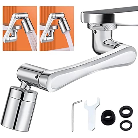 Wasserhahn Aufsatz Schwenkbar, Perlatoren Für Wasserhähne 1080° Drehbarer Multifunktionaler Verlängerungshahn Für Küche/bad Wasserhahn strahlregler, 2 Sprühmodi Wasserhahn Verlängerung (silver) Cover