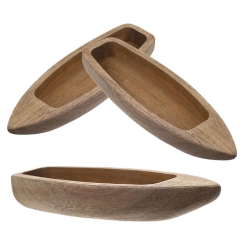 Levemolo 3pcs Wooden Canoe Models for Micro Landscape Decoration Boat Figurines with Authentic Detailing Compact Design for Nautical Decor Enthusiasts