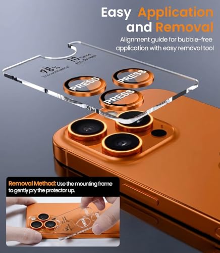 Image of OpenTech Premium Camera Lens Protector Compatible For iPhone 17 Pro / 17 Pro Max Cosmic Orange - 9H Tempered Glass, Military-Grade Anti-Scratch, Case-Friendly, Easy Install Frame