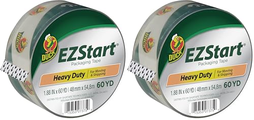 Image of Duck 299002 Brand EZ Start Packaging Tape Clear, 60 Yards /Roll (Single) (Pack of 2)