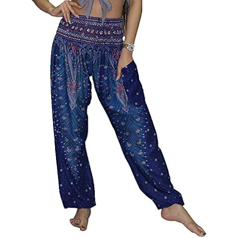 Lofbaz - Pantalones de harén con estampado de rayón para mujer Cover