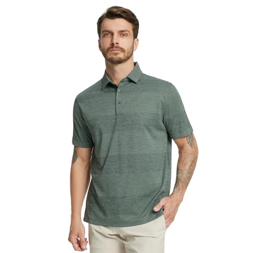 Rouen Golf Shirts for Men Dry Fit Short Sleeve Performance Moisture Wicking Casual Texture Heather Jacquard Mens Polo Shirts3