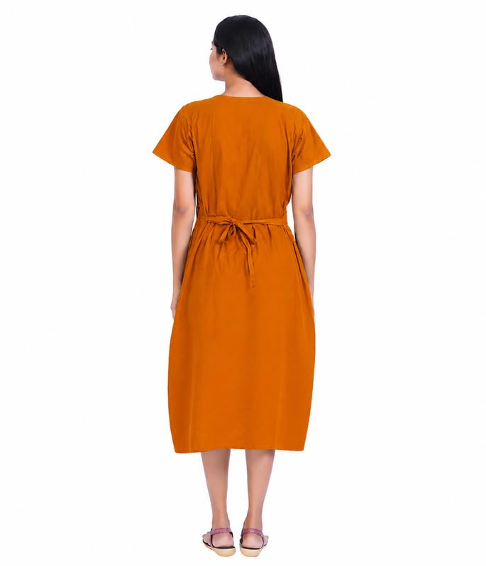 Image of MENMAII Women's [L-4XL] Full Open /Front Buttoned [a Kind of Adaptive Clothing] Multipurpose Nighty for Maternity /Pregnancy /Elderly /Patient /Feeding /Hospital Purpose Nighty Calf Length