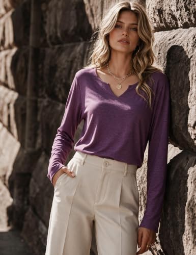 Image of Zeagoo Long Sleeve Shirts for Women Fall Tops Casual V Neck Blouses Tunic