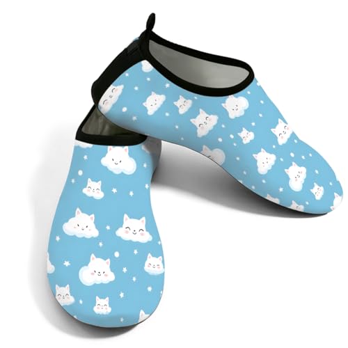 Zapatos de agua para mujeres y hombres, dibujos animados, nube, gato, zapatos de playa, calcetines de natación de secado rápido, Cartoon Cloud Cat, 36/37 EU