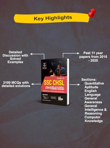 Image of Disha Guide to SSC - CHSL (10+2) DEO, LDC & Postal / Sorting Assistant 2026 Exam Tier I & II with Previous Year Questions Sets 12th Edn | Combined Higher Secondary Level | PYQs | Mock Test