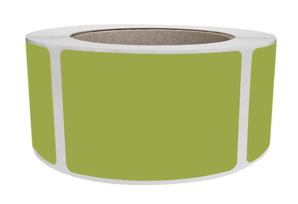 Blank Rectangular Labels 3x2 inch (75mm x 50mm) Olive Green Sticker Roll - 500 Pack