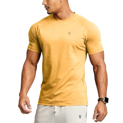 Image of Men's Cotton Short Sleeve Raglan Crew Neck Gym Workout Athletic Tee