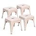 Costzon Kids Stackable Metal Stool, Children Toddlers Lightweight Compact Seat Furniture (Cream, Set of 4)