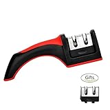 Knife Sharpener, Wuudi 2 Stage Kitchen Knife Sharpener with Spare Grinding Head