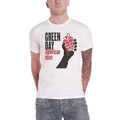 Amazon.com: Green Day Unisex Tee: American Idiot - Small - White