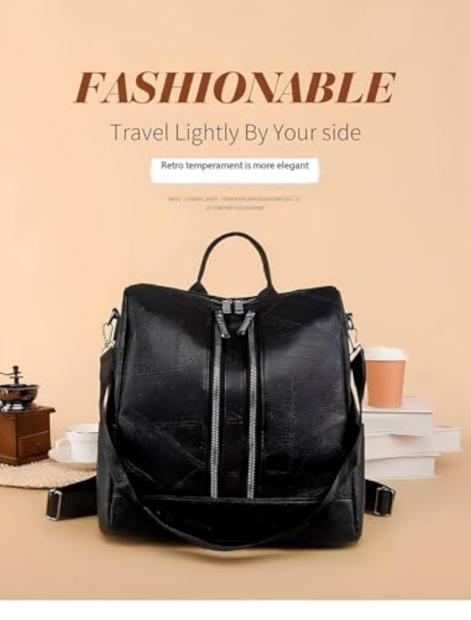 Casual Waterproof Backpack with Shoulder Strap, Black