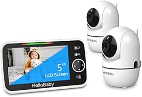5''Display, Pan-Tilt-Zoom Video Baby Monitor with Camera and Audio, Night Vision, 2-Way Talk, Temperature, 8 Lullabies...