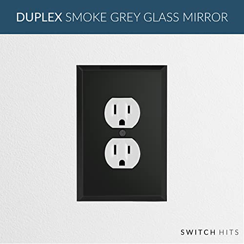 Switch Hits Black Glass Mirror Outlet Cover Plate | 1 Duplex | 3.5" x 5.25" | Professional Quality Glass Mirror Switch Wall Plate Covers For All Configurations by SWITCH HITS - Image 2