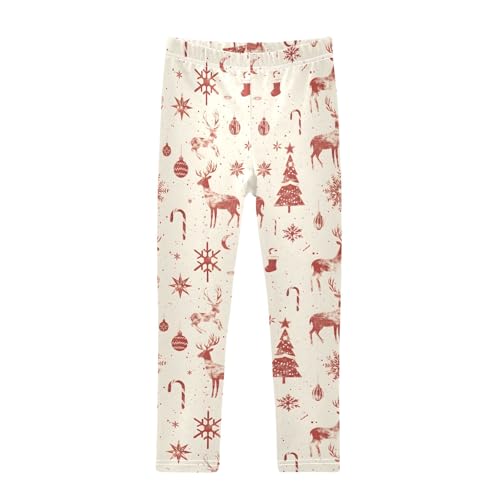 Christmas Deer Snow Red Girls Leggings Athletic Pants Tights Stretch Bottom