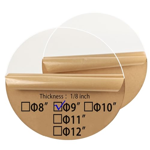 Image of 1 /8 inch Round Clear Acrylic Sheets, 9 Inch Diameter Transparent Circle Blanks, Round Plexiglass Disc, Circle Panel for Sign, DIY Project, Cake, Crafts, Table Top (2 Pieces)