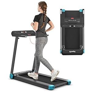 COSTWAY Opvouwbare compacte loopband met APP bediening, Bluetooth luidspreker, breed snelheidsbereik van 1 tot 12 km/u, 12 voorgeprogrammeerde programma’s, LED display en toestelhouder, elektrische loopband voor thuis