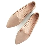 SAILING LU Flats Shoes Women Comfortable Slip on Pointy Toe Ballerina Walking Flats Shoes Khaki 43(10)