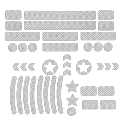 Joberio Pegatinas reflectantes para bicicleta | 42 piezas de pegatinas reflectantes resistentes a la intemperie para bicicletas - Pegatinas reflectantes para bicicleta Kit de múltiples formas