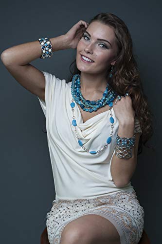 Looklove Women’s Jewelry Blue Statement Necklace And Earring Set Necklace Measures 17" With A 3" Extender #TOP4