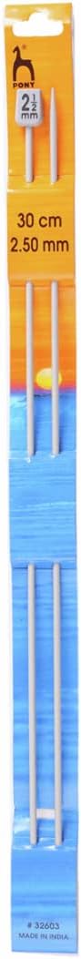 Pony Classic: Knitting Pins: Single Ended: 30cm x 2.25mm, Alloy Steel, Multicolor, 2.25mm
