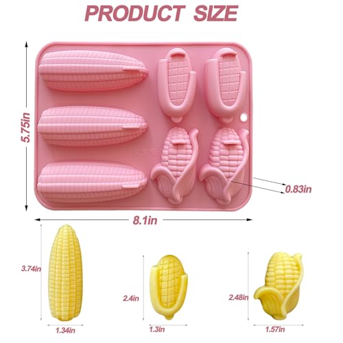 Corn Stick Bread Pan, 2PCS Silicone Corn Bread Molds Cornbread Pan for Baking Cast Iron Cornbread Stick Pan, Cron Molds for Jello Pudding Candle Dessers Making - Thumbnail 2