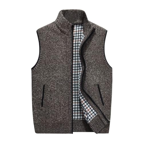 Men's Knitted Sweater Vest Stand-Up Collar Zinpper Cotton Soild Cardigans Sleeveless Top Casual Loose Golf Man Vest4