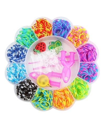 HUVZOR 600 Elastique Bracelet Kit, Plusieurs couleurs Bricolage Élastique Loom Bands Kit pour...