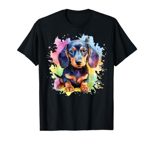 Perro Salchicha Acuarela Camiseta