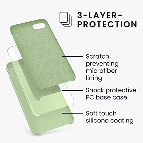 Image of VONZEE Liquid Silicone Soft Back Cover for iPhone 7 Case, Shockproof Slim Camera & Full Body Protection Non Yellowing Cover with Microfiber Lining & Logo Cut (4.7 Inch) -Matcha Green