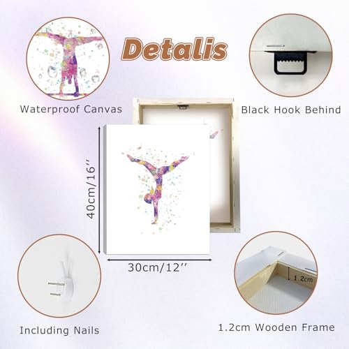 Image of CHDITB Gymnastics Wall Art Print, Set of 3 (12x16 inch), Watercolor Gymnastics Bedroom Decor