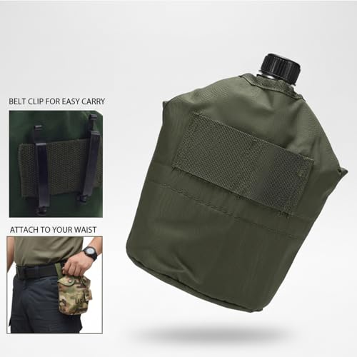 Cantimplora de Aluminio, Kit Completo de Cantimplora Militar 850ml con Vaso y Estufa para Camping, Senderismo y Aventuras al Aire Libre miniatura 3