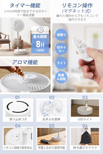 ALROMUS コードレス扇風機 AL-F01WT の商品画像 4