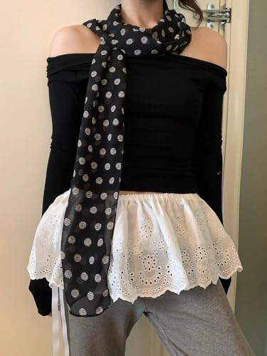 Head scarf for women Polka dot head scarf and bandana stylish scarf necklace for women4